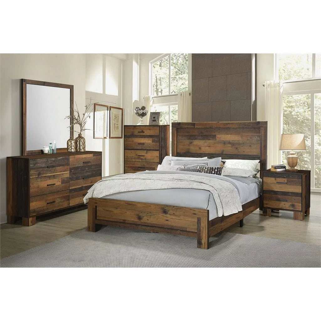 4-piece Eastern King Panel Bedroom Set Rustic Pine P86082