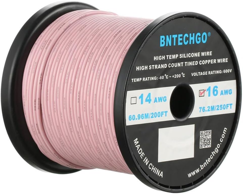 16 Gauge Silicone Wire Spool 500 ft Black Flexible 16 AWG Stranded Tinned Copper Wire E42993