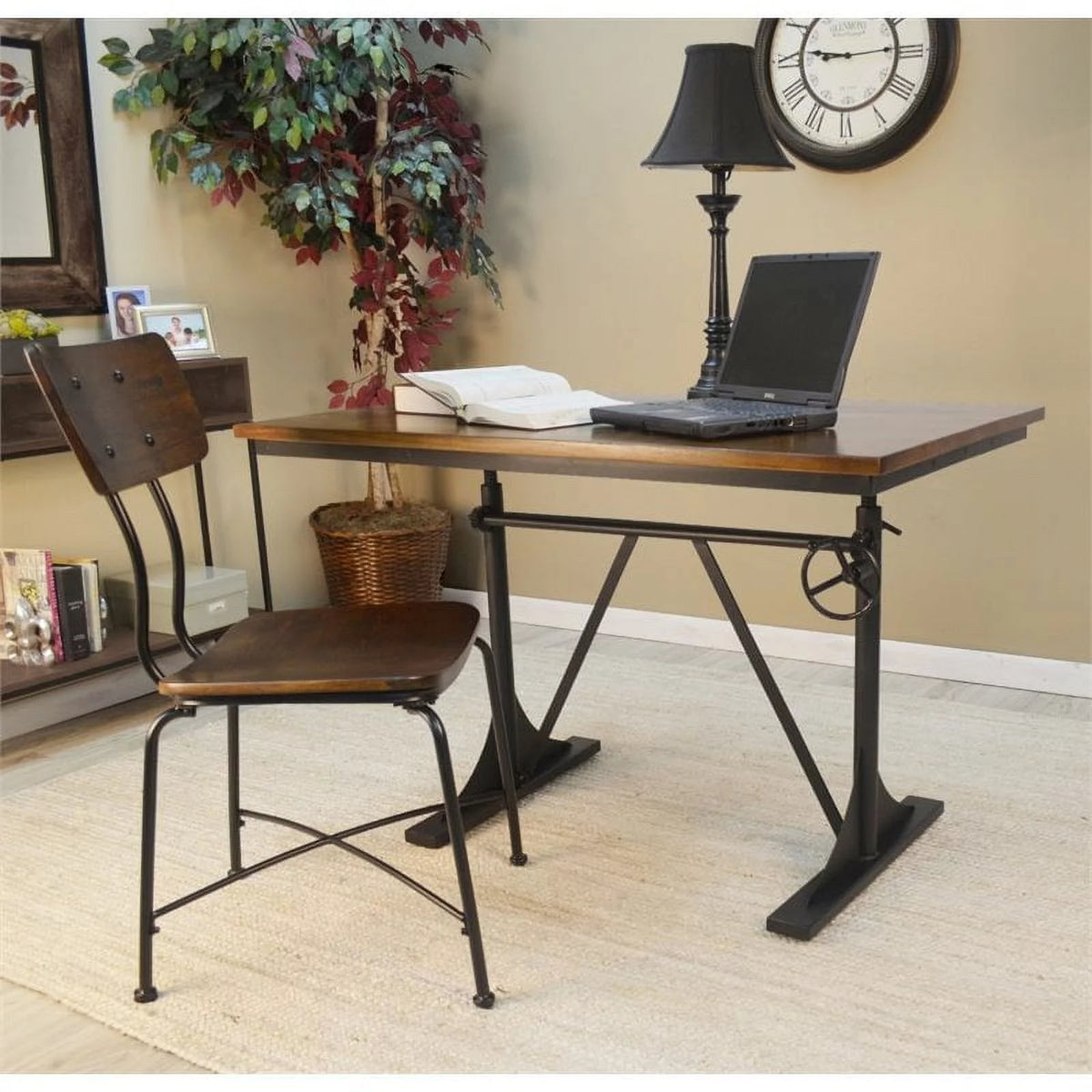 Adjustable Sit or Stand Desk Elm Black O3312