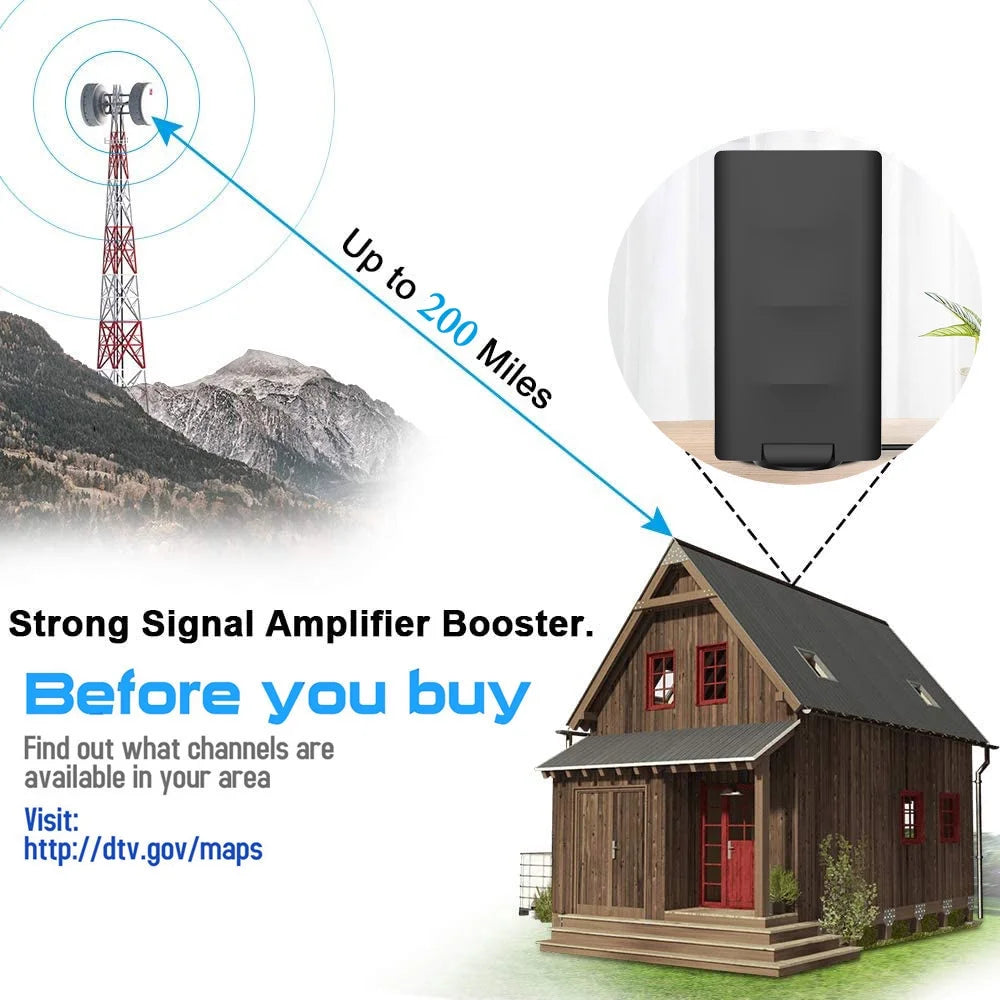 Digital TV Antenna with Built-in Amplifier, 33FT Coax Cable X583
