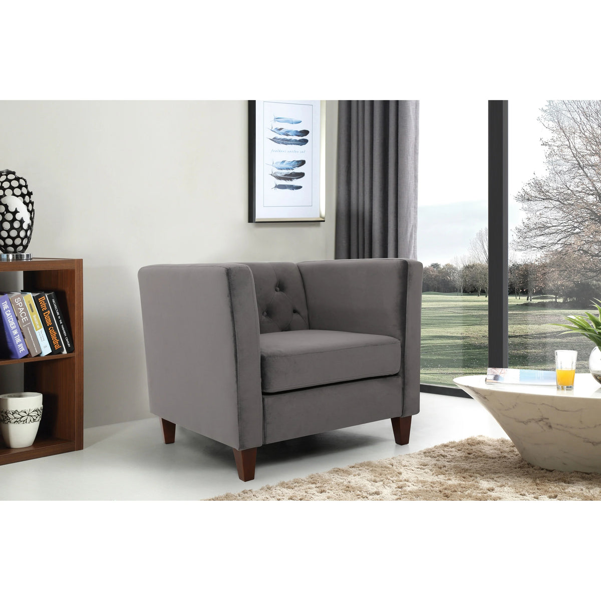 Yellow Velvet Square Armchair L700748