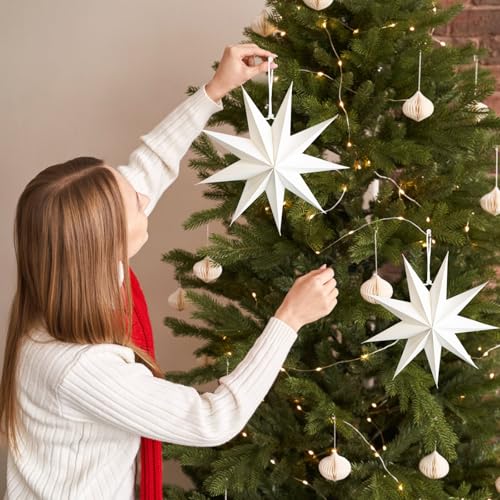9-Pointed Christmas Paper Star Lanterns 12 Inch White F57491