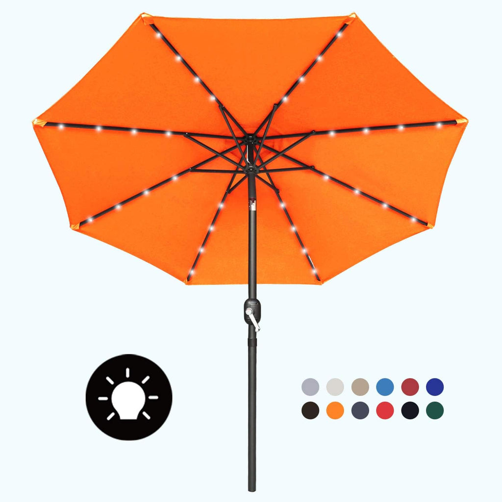 7.5ft Khaki Patio Umbrella with 32 Solar LED Lights O72934