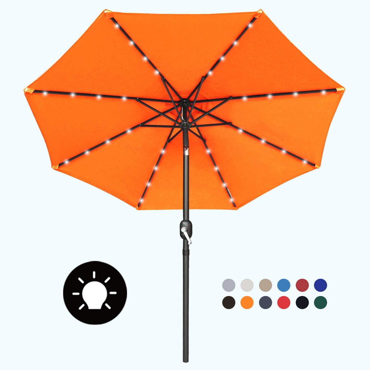7.5ft Khaki Patio Umbrella with 32 Solar LED Lights O72934