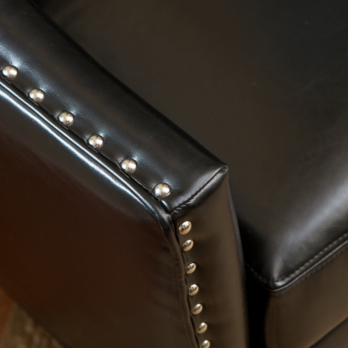 Black Bonded Leather Club Chair with Nailhead Trim O940650