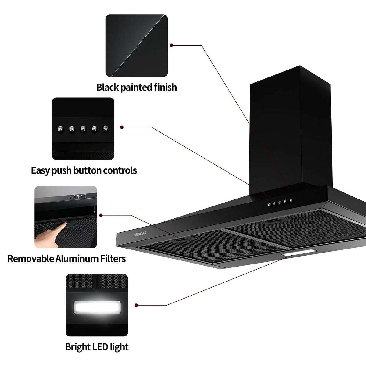 30 inch Stainless Steel Wall Mount Range Hood Q10133