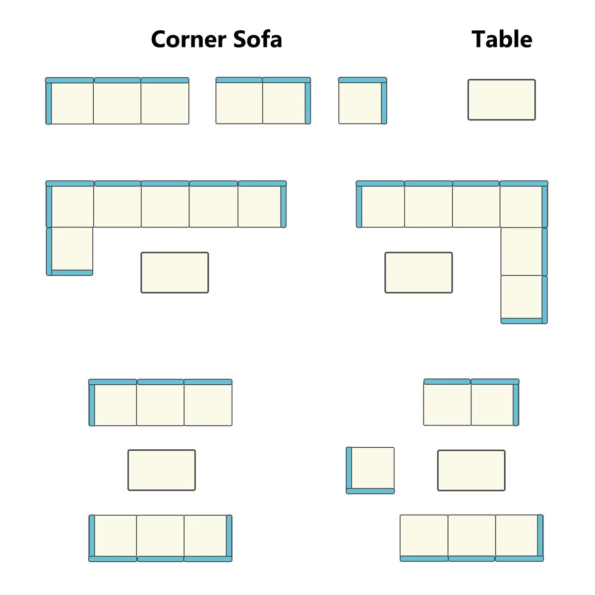 4 Pieces Aluminum Outdoor Sofa Set with Coffee Table Y643050