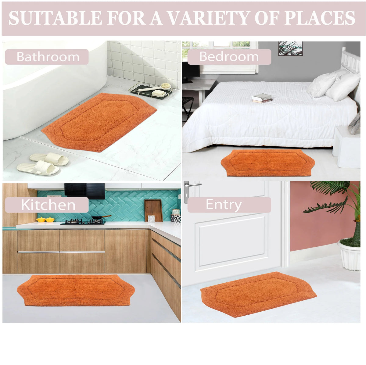 100% Cotton Tufted Bath Rug, 22" Round, Terracotta T29762