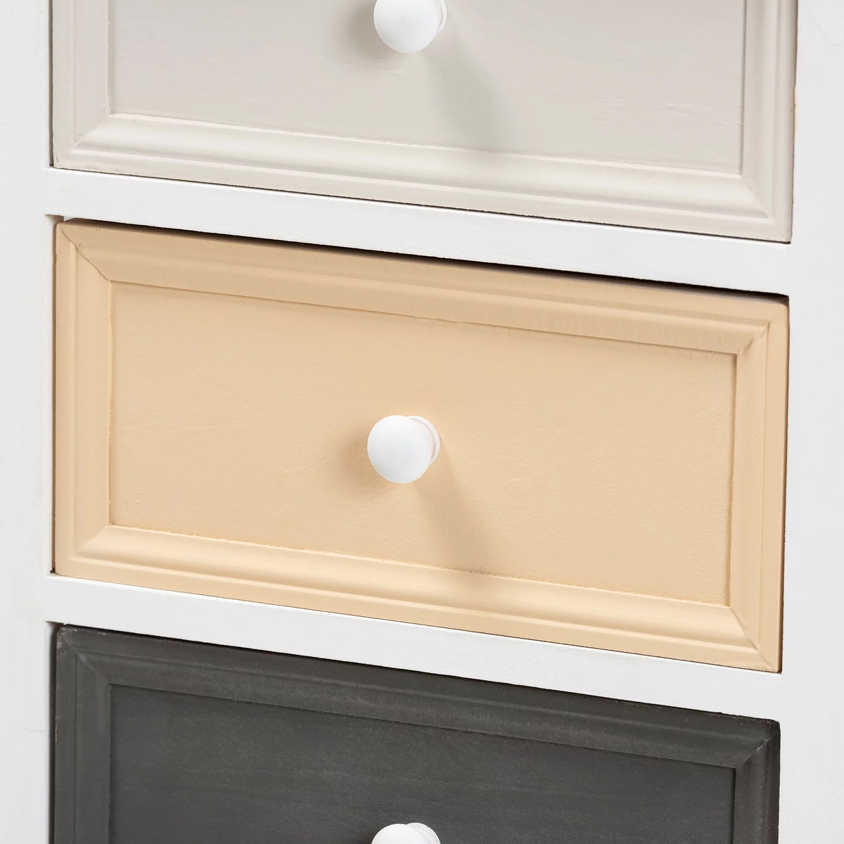 Multi-Colored Wood 3-Drawer Storage Unit with Basket E2142