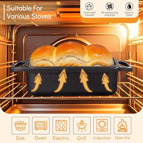 2 in 1 Cast Iron Bread Loaf Pan with Lid L4127