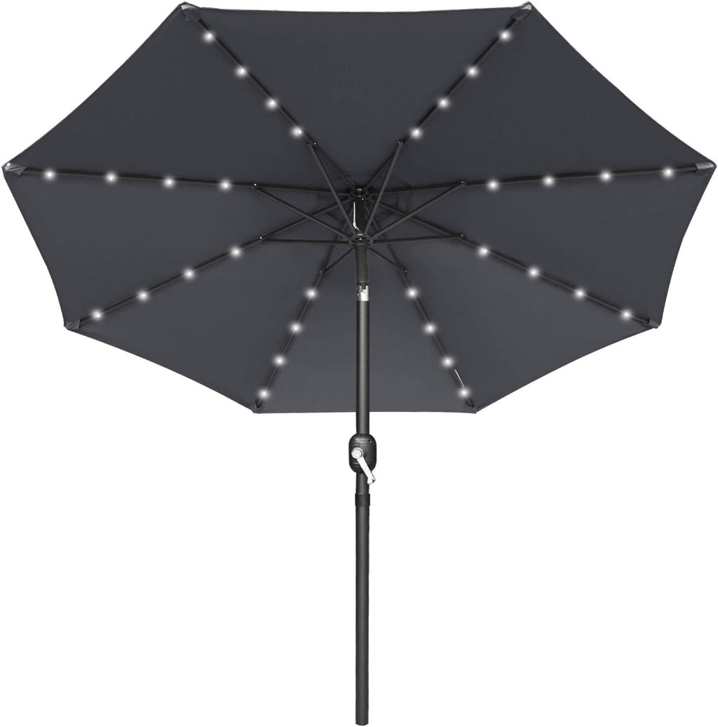 7.5ft Khaki Patio Umbrella with 32 Solar LED Lights O72934