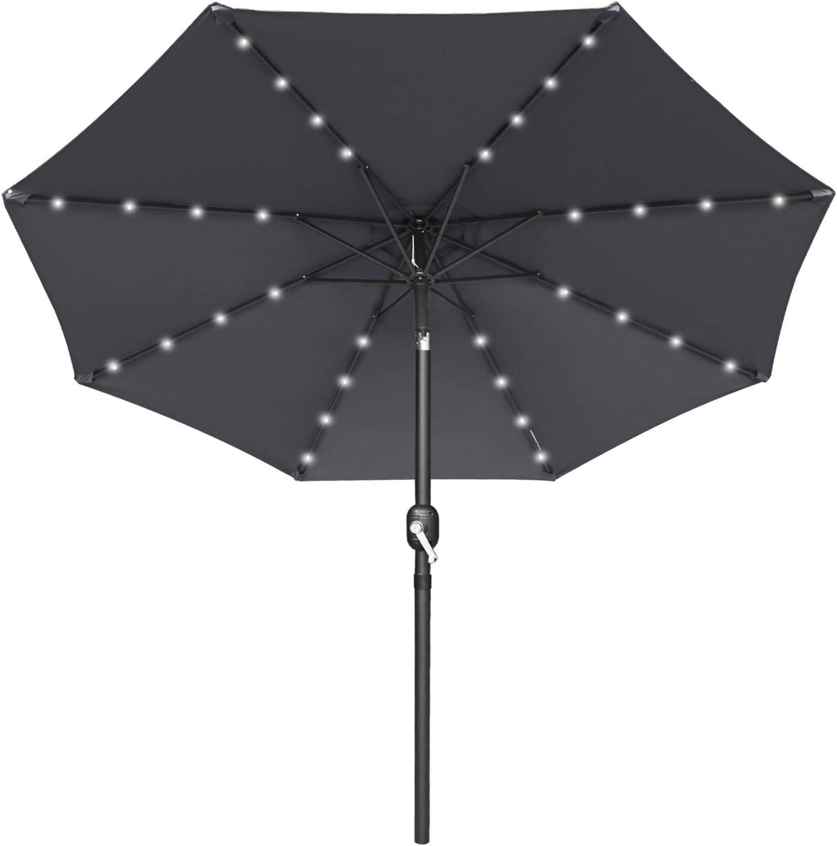 7.5ft Khaki Patio Umbrella with 32 Solar LED Lights O72934