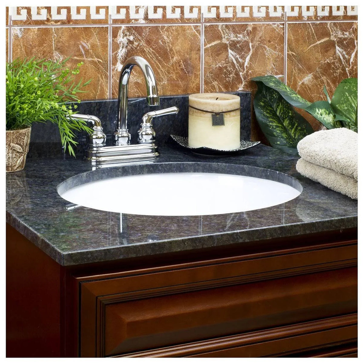 Blue 49W 22D Single Vanity Top with Backsplash W6744