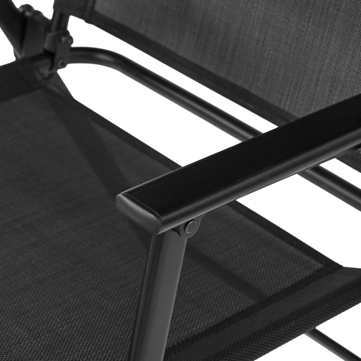 Black Steel and Sling Folding Outdoor Armchair Set of 2 F145951