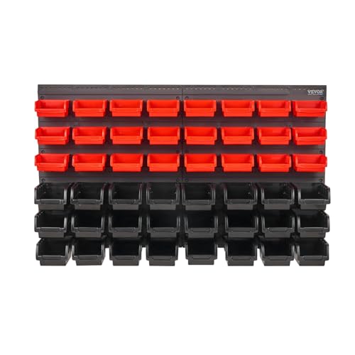 48-Bin Wall Mounted Storage Bins Parts Rack Organizer with Wall Panels Q913080