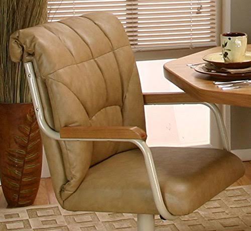 Buff Polyurethane Swivel Tilt Caster Arm Chair C348