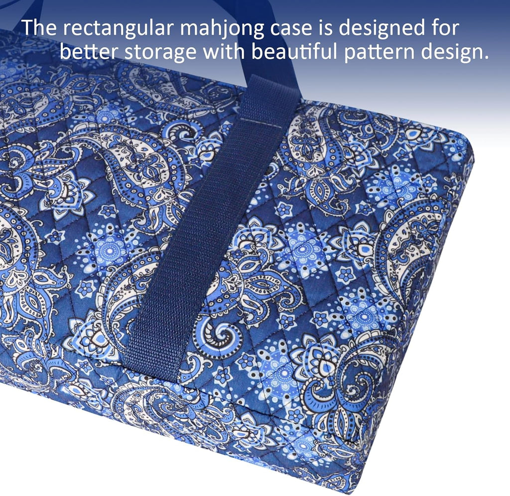 166 Quality White Tiles Mahjong Game Set with Blue Printed Carrying Bag C238004