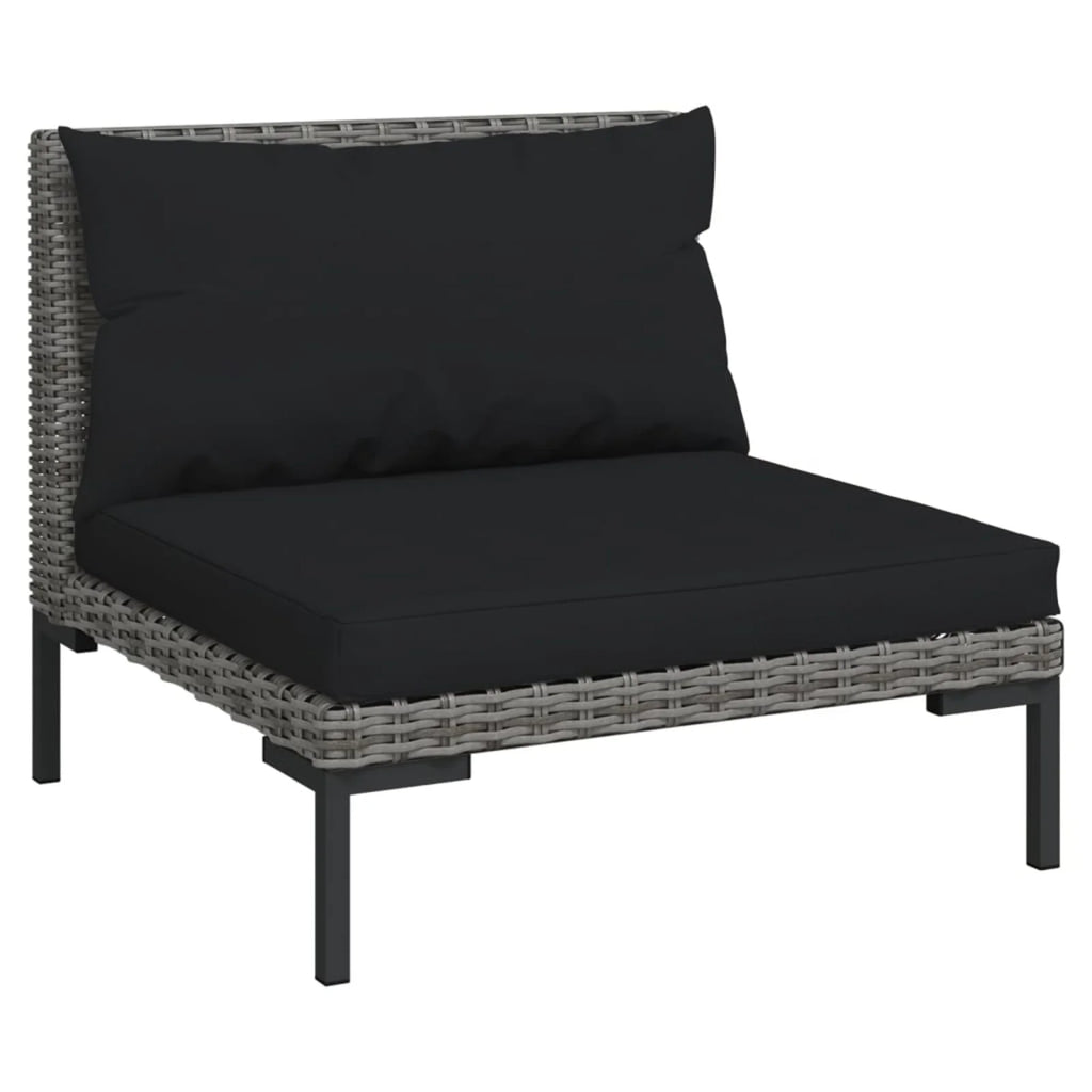 10 Piece Patio Set with Cushions Poly Rattan Dark Gray O3170