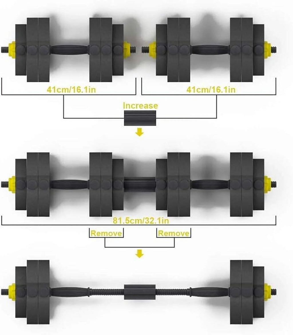 55lb Adjustable Dumbbells Set with Connecting Rod Black F5728