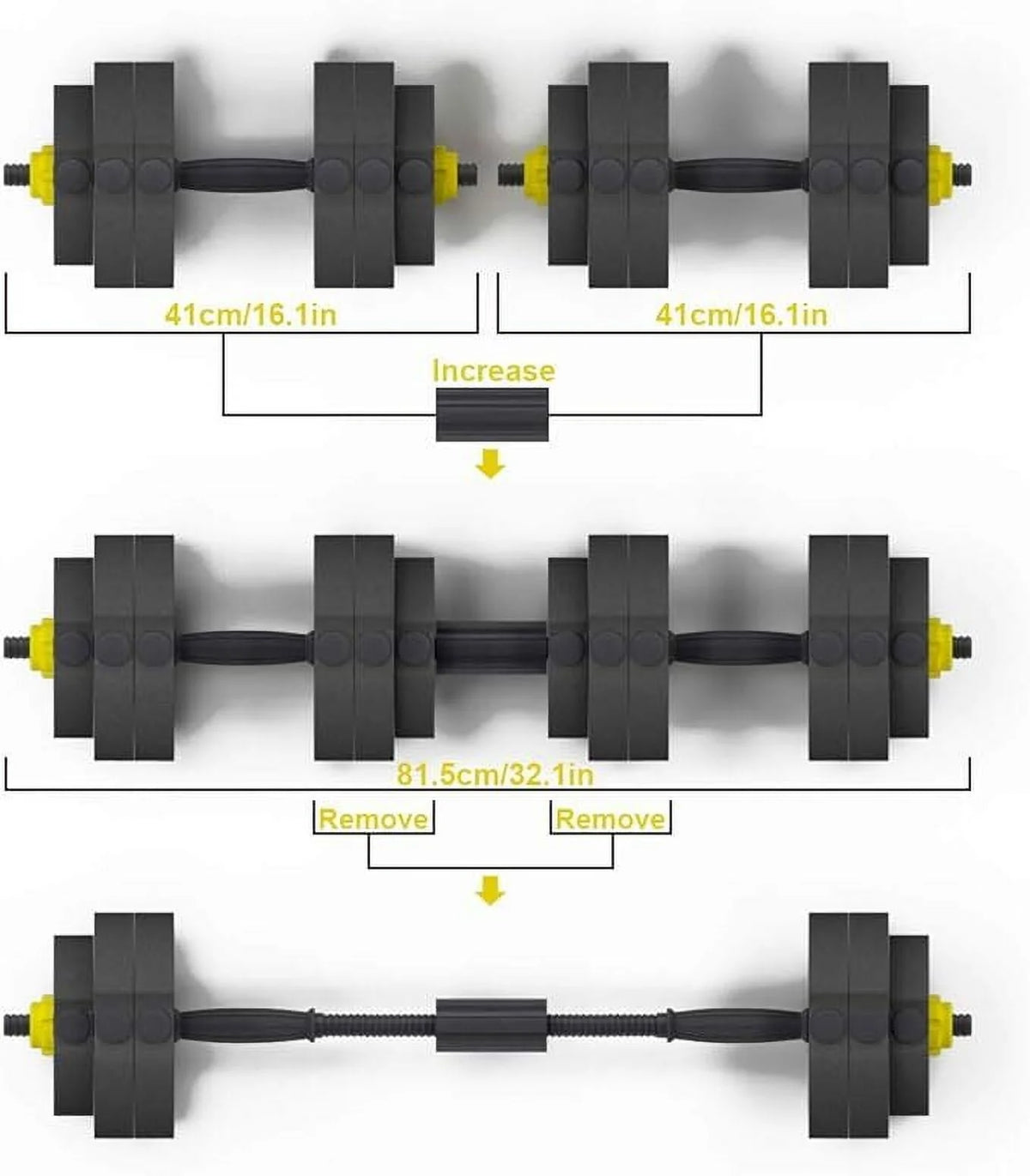 55lb Adjustable Dumbbells Set with Connecting Rod Black F5728
