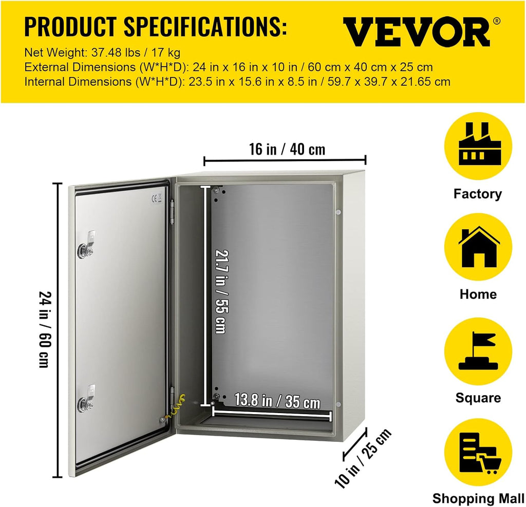 24 x 16 x 10'' NEMA 4X Steel Electrical Enclosure V223908
