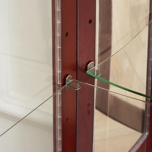 Lighted Glass Display Cabinet with Adjustable Shelves and Mirrored Back P235