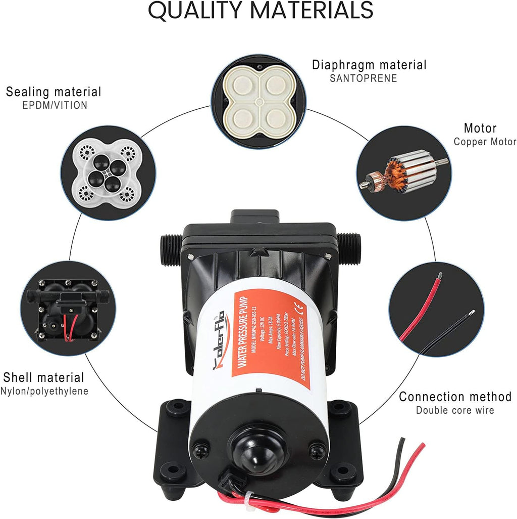 12V DC 5.0 GPM 55 PSI Self Priming Water Pressure Booster Pump A30924