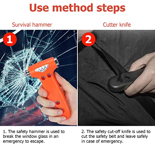 2 Pack Car Safety Hammer with Window Breaker and Seat Belt Cutter L1857