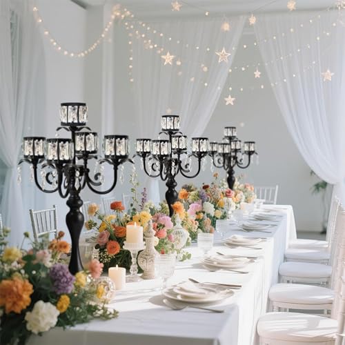 Black 5-Arm Crystal Pendant Candle Holder E62730