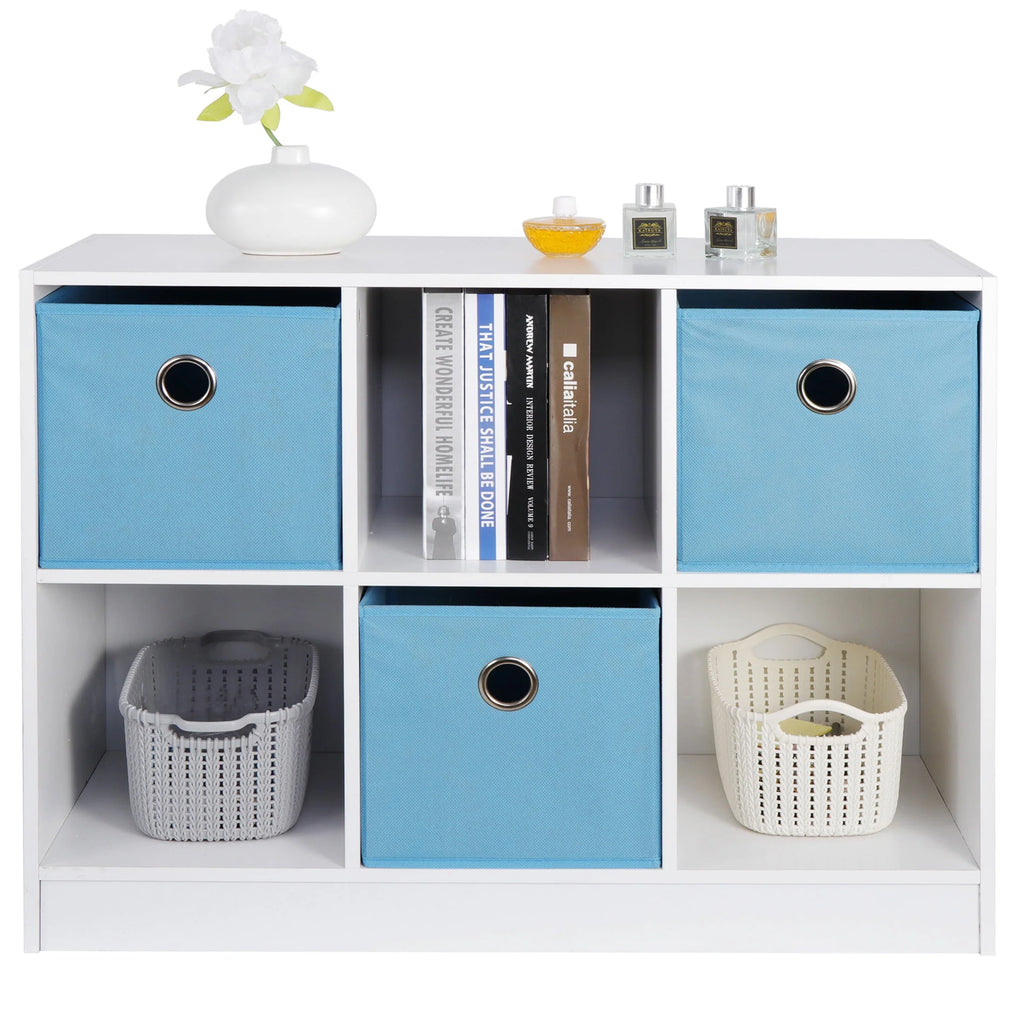 6 Cube Storage Organizer with 3 Fabric Bins V685