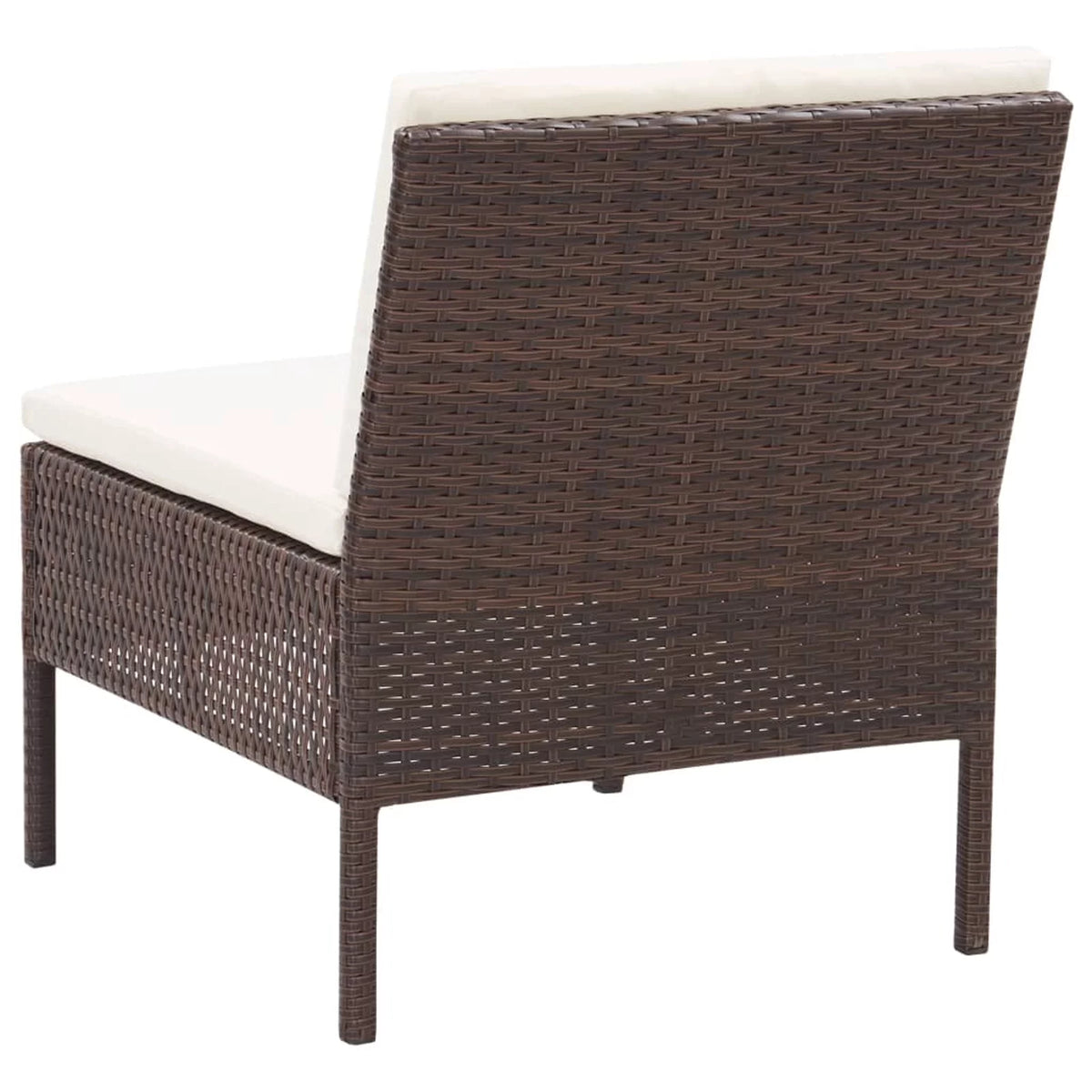 5 Piece Outdoor Conversation Set with White Cushion and Coffee Table Brown Poly Rattan E62126