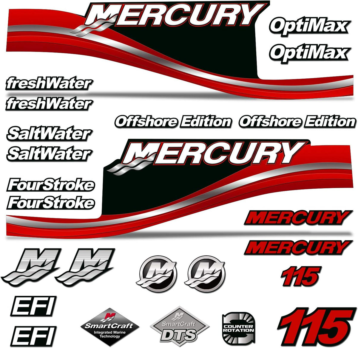 Red Outboard Engine Sticker Decal Graphics Kit T722