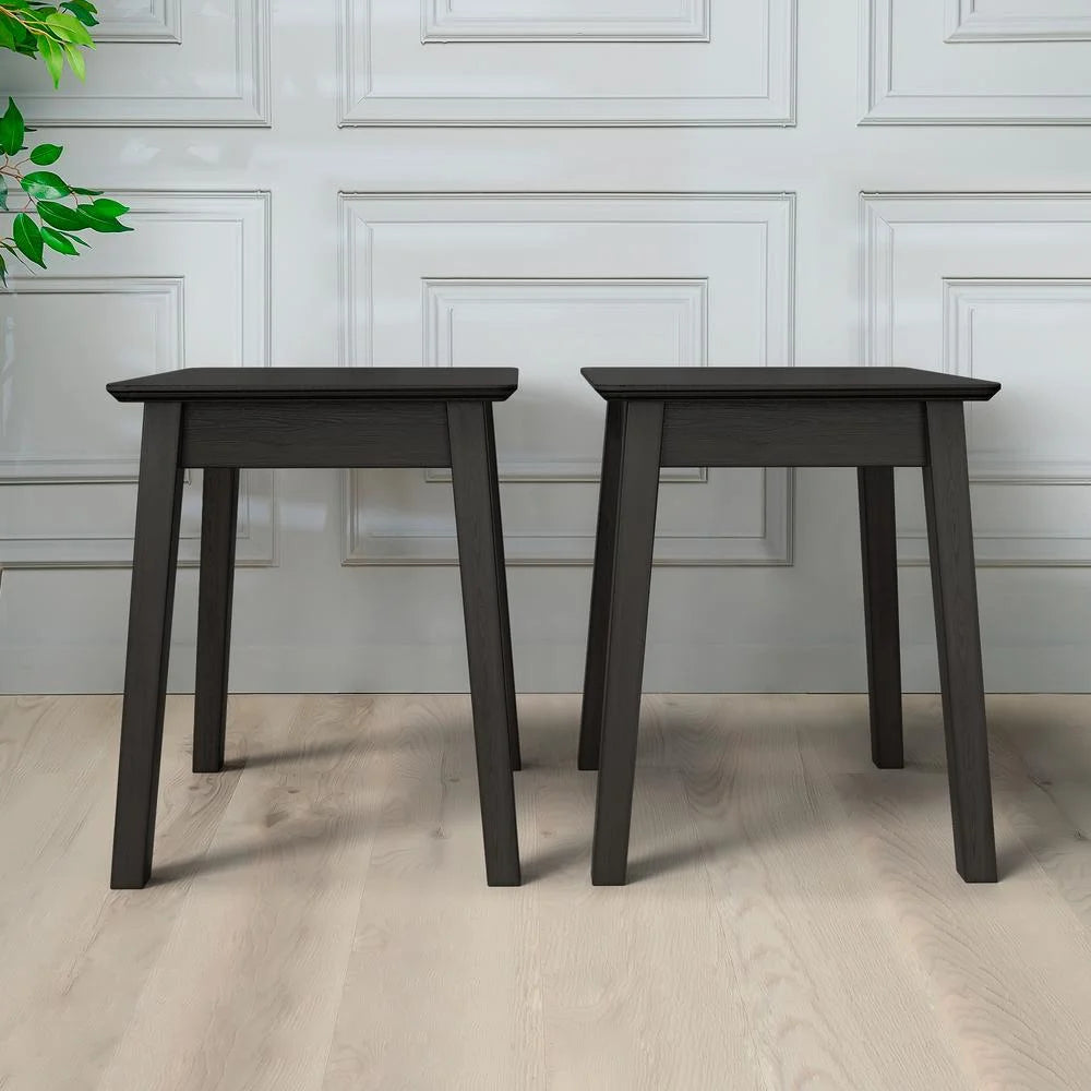 Black Solid Wood Stool Set of 2 G53484