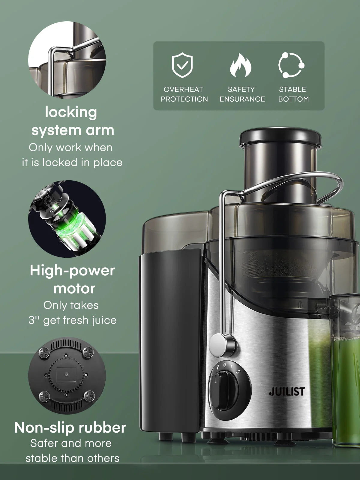 Black Juicer Machine with 3 Feed Chute S352