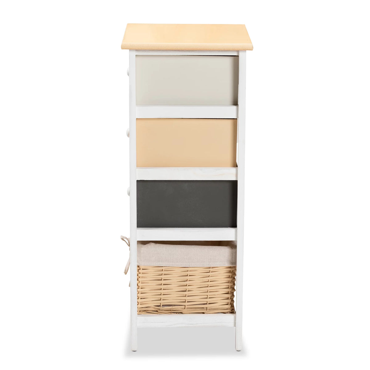 Multi-Colored Wood 3-Drawer Storage Unit with Basket E2142