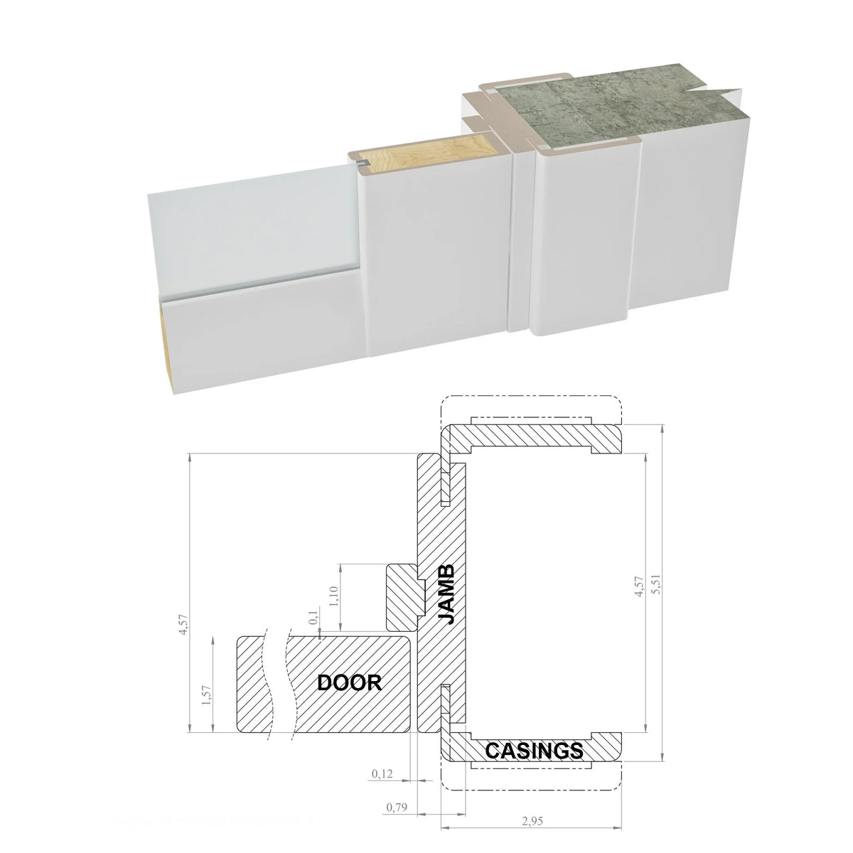 Solid French Door Frosted Glass 9 Lites 36 x 80 inches D3731