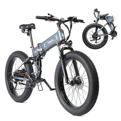750W 48V 12AH 26" Fat Tire Full Suspension Foldable Electric Bike I10801