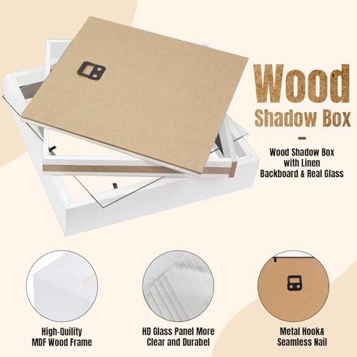 2 Pack Black 10x10 Shadow Box Display Case with Glass N505