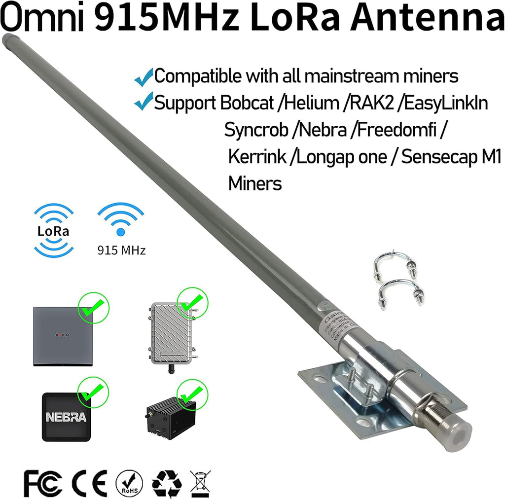 Helium Bobcat HNT Hotspot Lora LoT Antenna 868/915mhz 10dbi 35.4inch+32.8ft SMA/RP-SMA Cable F426