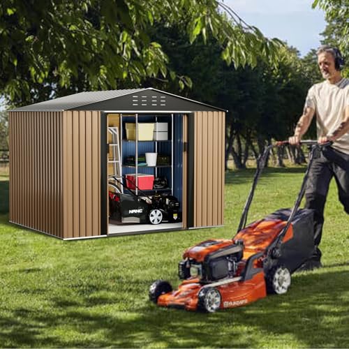 8FT x 6FT Metal Outdoor Storage Shed with Door Lock X67071
