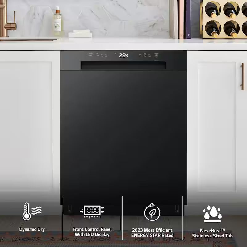 Black Front Control Dishwasher with Stainless Steel Tub T790741