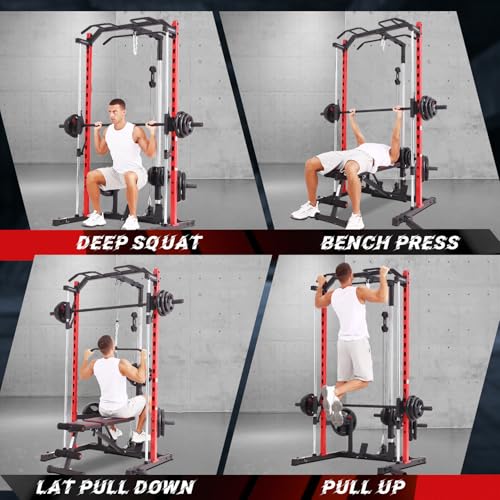Smith Machine Squat Rack with LAT-Pull Down and Cable Crossover L555076