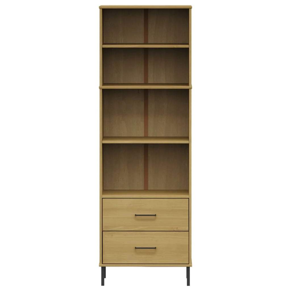 Pine Wood Bookcase with 2 Drawers and 4 Compartments L33644