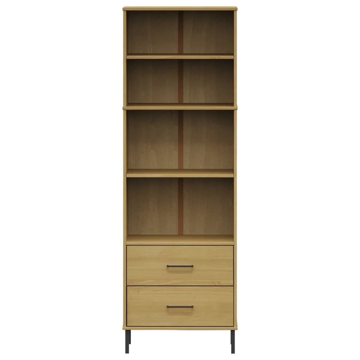 Pine Wood Bookcase with 2 Drawers and 4 Compartments L33644
