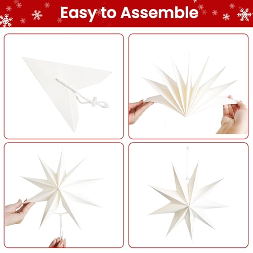 9-Pointed Christmas Paper Star Lanterns 12 Inch White F57491