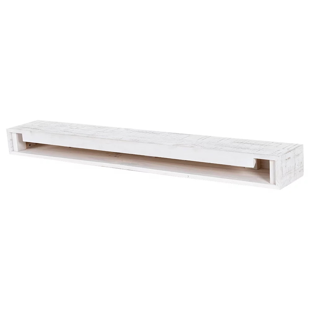 48" Whitewash Floating Wood Fireplace Mantel Shelf D961040