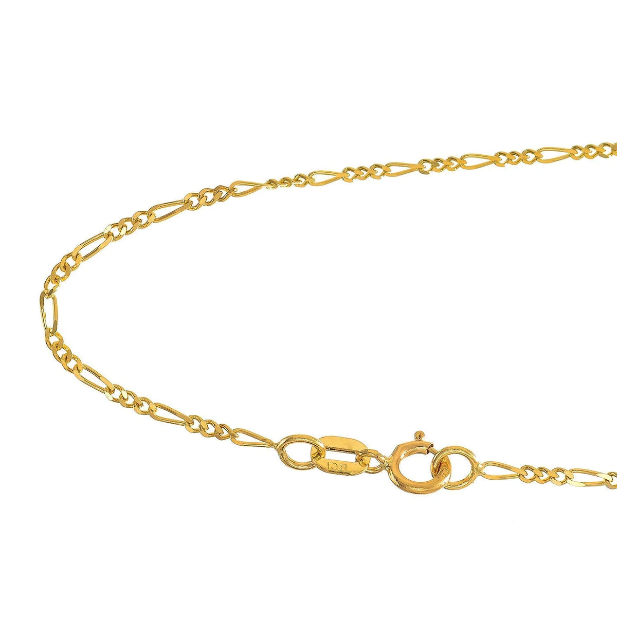 14k Solid Yellow Gold Figaro Chain Necklace, 18 Inches E290