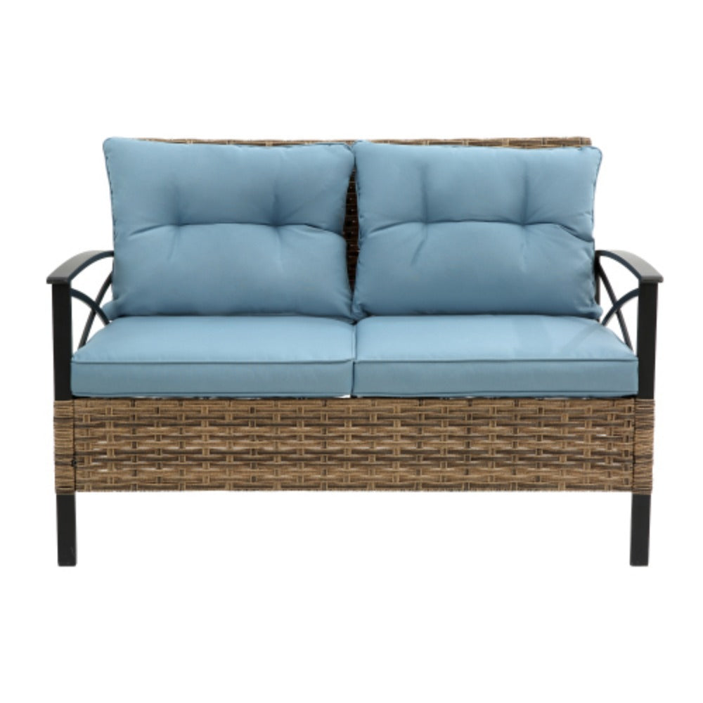 4 Piece Rattan Wicker Outdoor Corner Sofa Set with Cushion M120