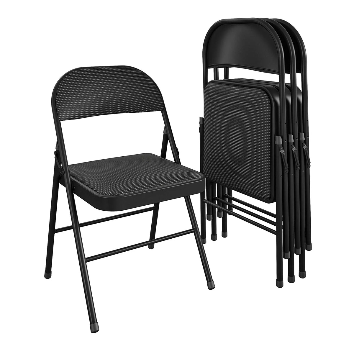 Black Fabric Padded Folding Chair 4 Count P192774