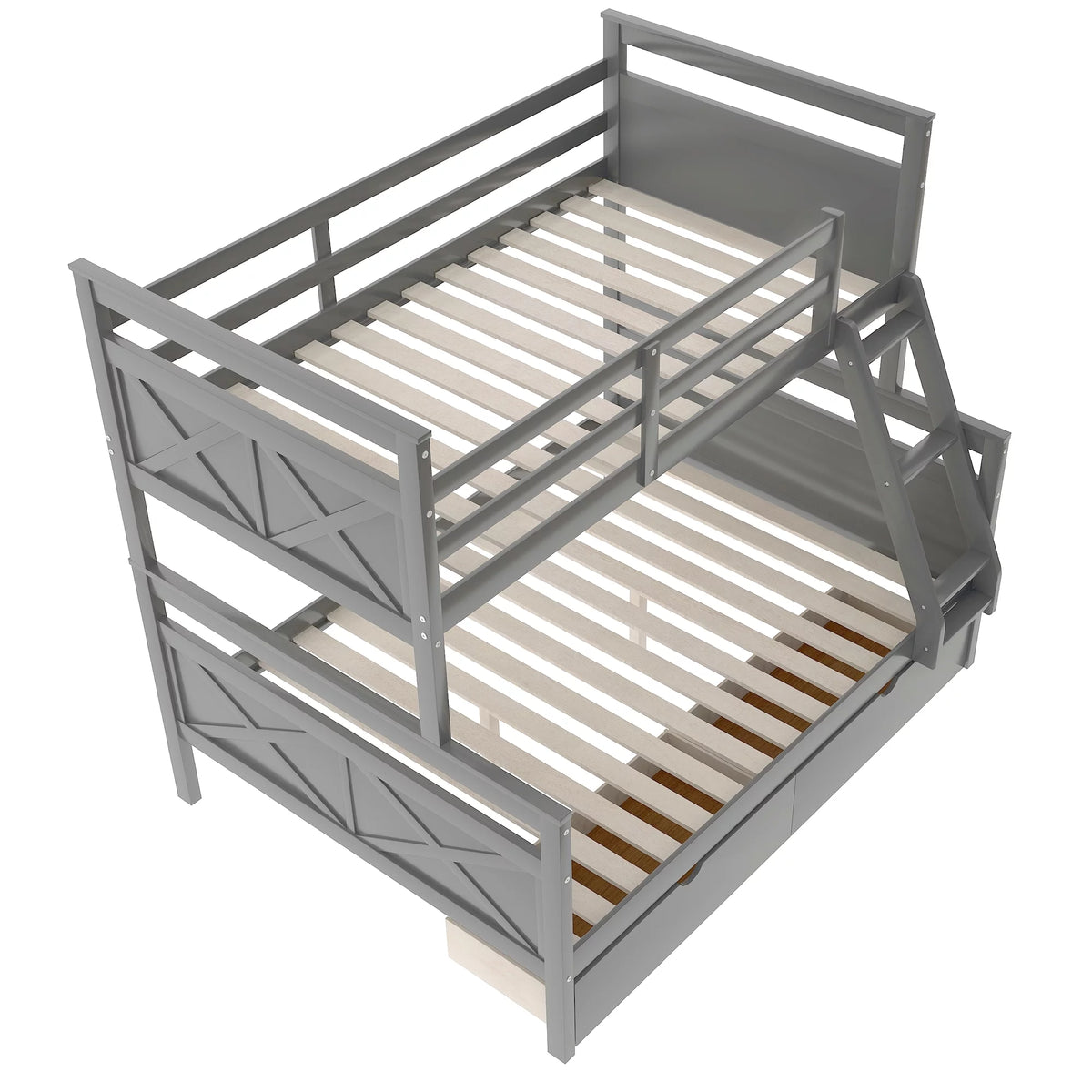 Gray Wood Convertible Bunk Bed with Drawers B140